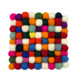 Felt Ball Square Coasters - Multi Grey colour (set of 4) - SHAMTAM.COM
