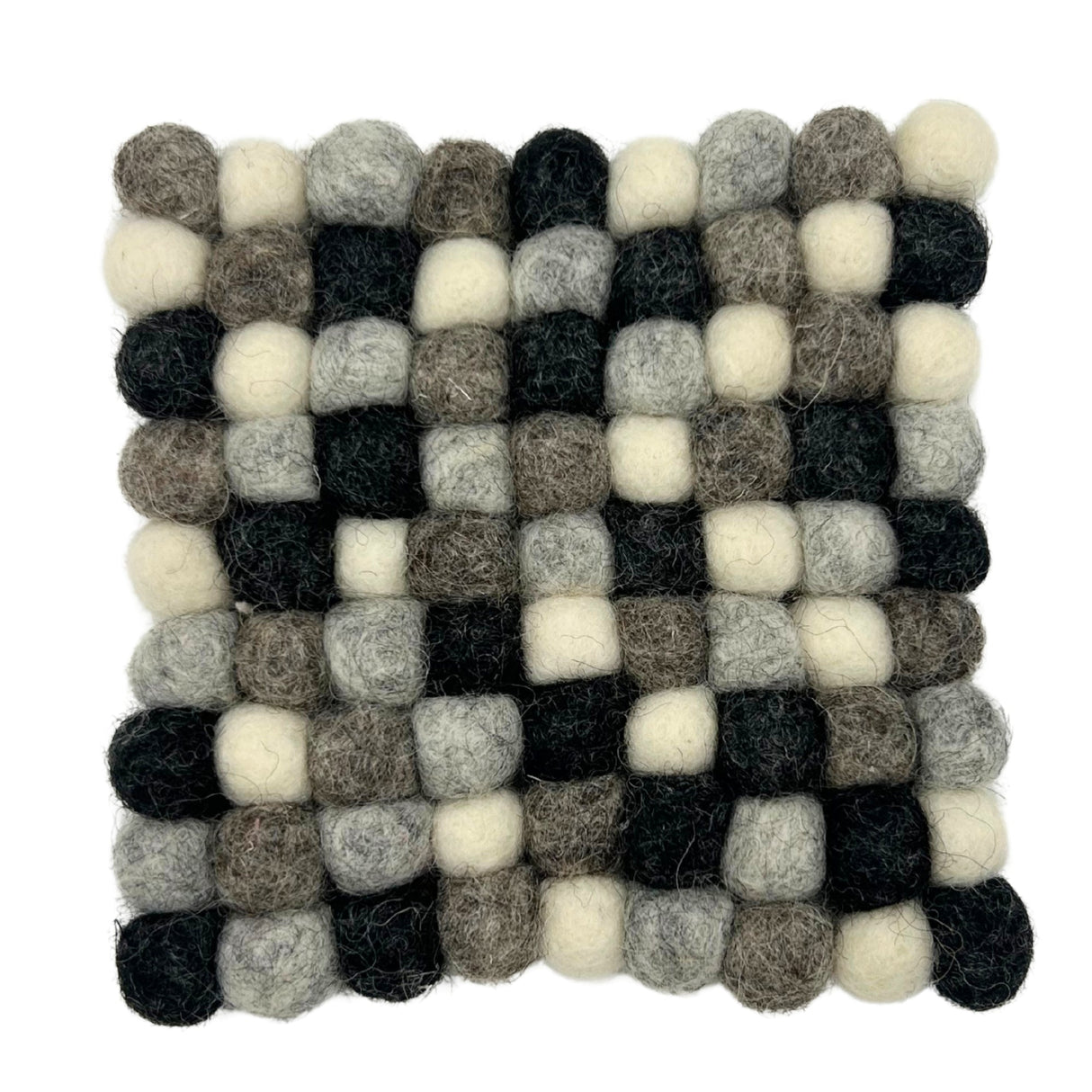Felt Ball Square Coasters - Multi Grey colour (set of 4) - SHAMTAM.COM