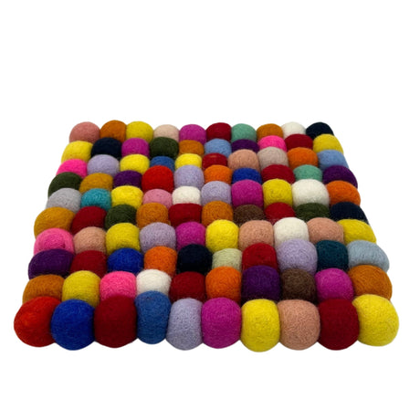 Felt Ball Square Placemat - Multi Colour - SHAMTAM.COM