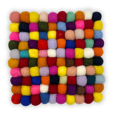 Felt Ball Square Placemat - Multi Colour - SHAMTAM.COM
