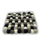 Felt Ball Square Placemat - Multi Grey Colour - SHAMTAM.COM