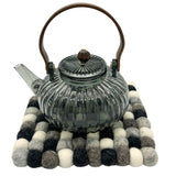 Felt Ball Square Placemat - Multi Grey Colour - SHAMTAM.COM