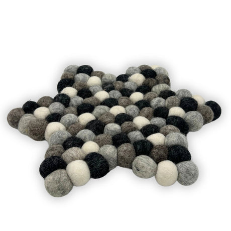 Felt Ball Star Centre Mat - Multi Grey Colour - SHAMTAM.COM