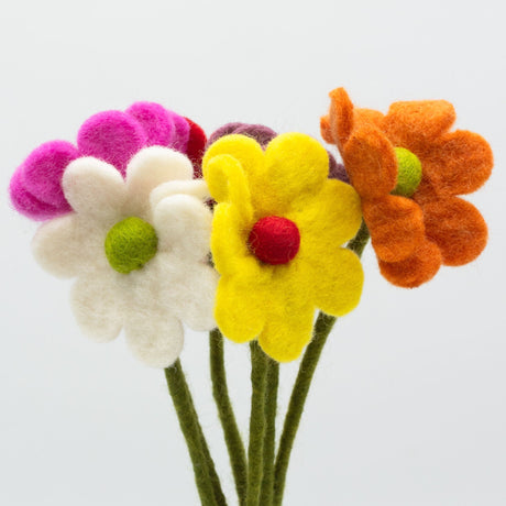 Felt Flowers - Daisy (assorted colours) (6 pcs) - SHAMTAM.COM