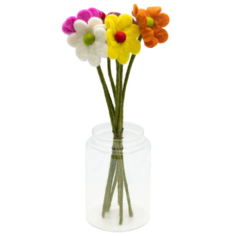 Felt Flowers - Daisy (assorted colours) (6 pcs) - SHAMTAM.COM