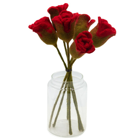 Felt Flowers - Red Roses (6 pcs) - SHAMTAM.COM
