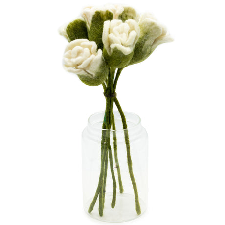 Felt Flowers - White Roses (6 pcs) - SHAMTAM.COM