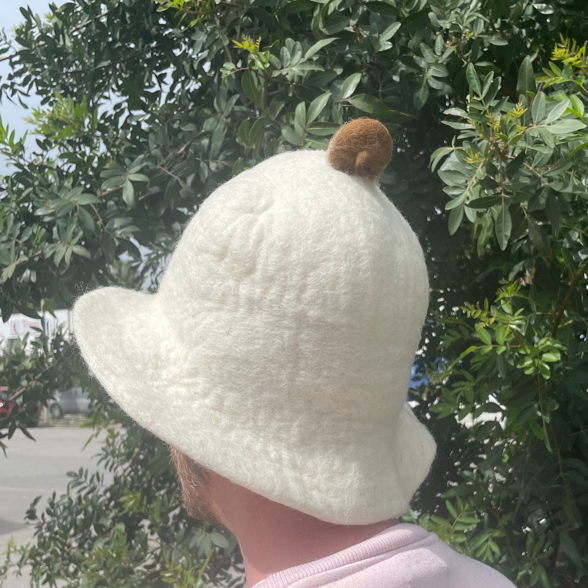 Felted Sauna Bowl Hat - Natural - SHAMTAM.COM