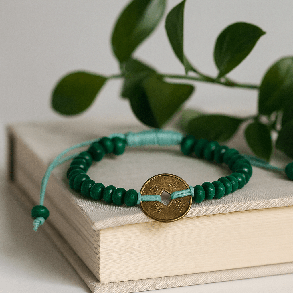 Feng Shui Chinese Coin Bracelet - Green - SHAMTAM.COM
