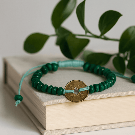 Feng Shui Chinese Coin Bracelet - Green - SHAMTAM.COM