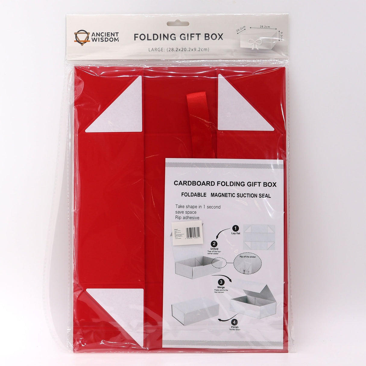 Flat Pack Gift Box - Large (28.2x20.2x9.2cm) - Red - SHAMTAM.COM