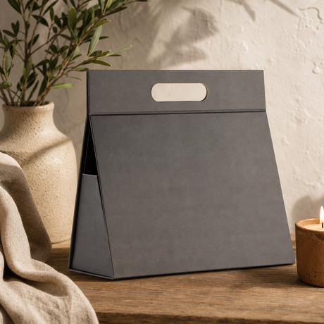 Flat Pack Gift Box - Lrg Hand Box (28 × 12.5 × 26 cm) - Black — styled in a warm, naturally lit interior