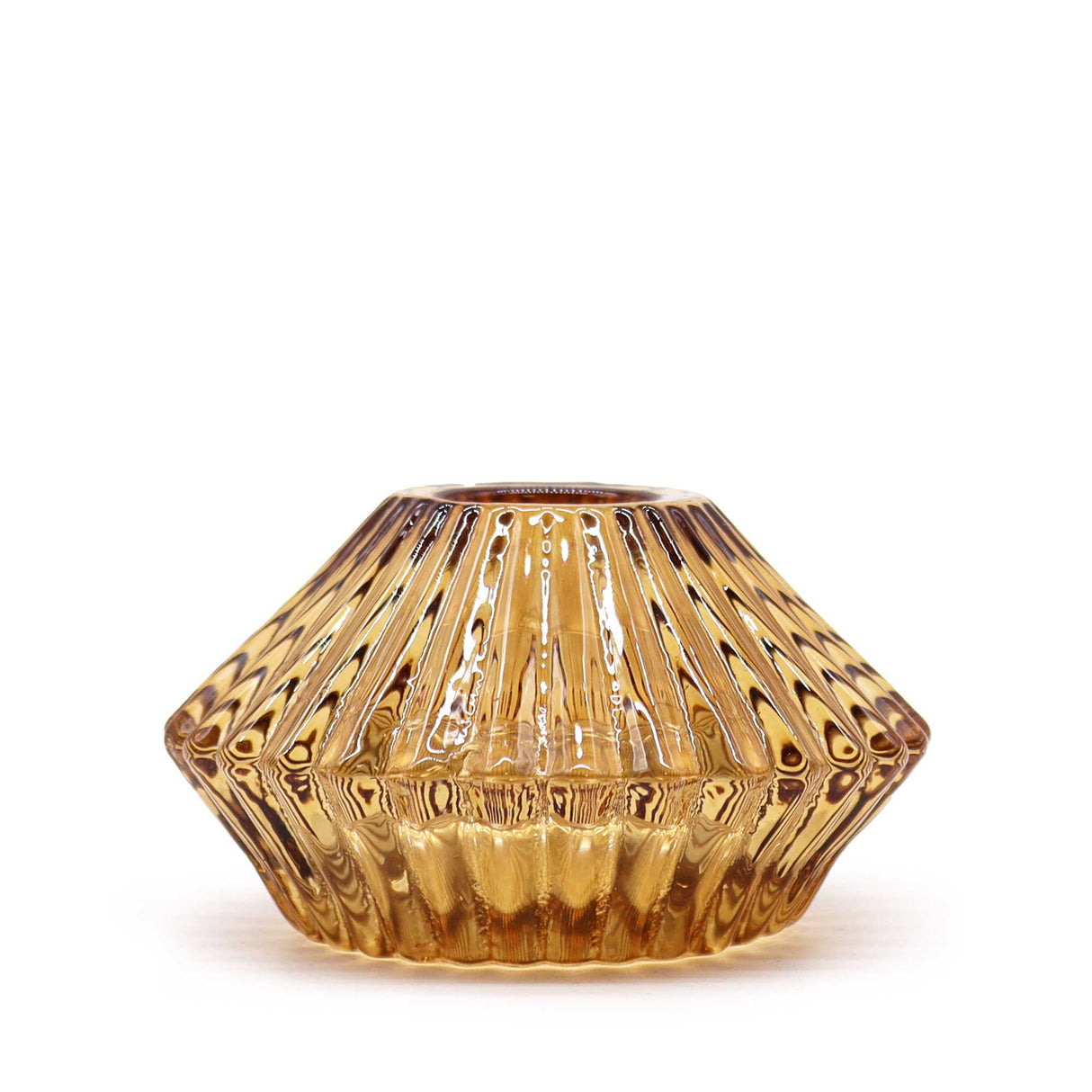 Flower Flip Dinner Candle / Tealight Holder - Antique Amber (2 pcs) - SHAMTAM.COM