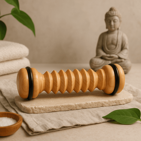 Foot Roller Massager Wooden Ribbed - SHAMTAM.COM