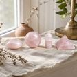 Four Gemstone Shapes - Rose Quartz — styled in a warm, naturally lit interior