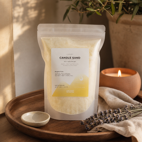 Fragranced Candle Sand - Cream - Regent Polo - 300g — styled in a warm, naturally lit interior