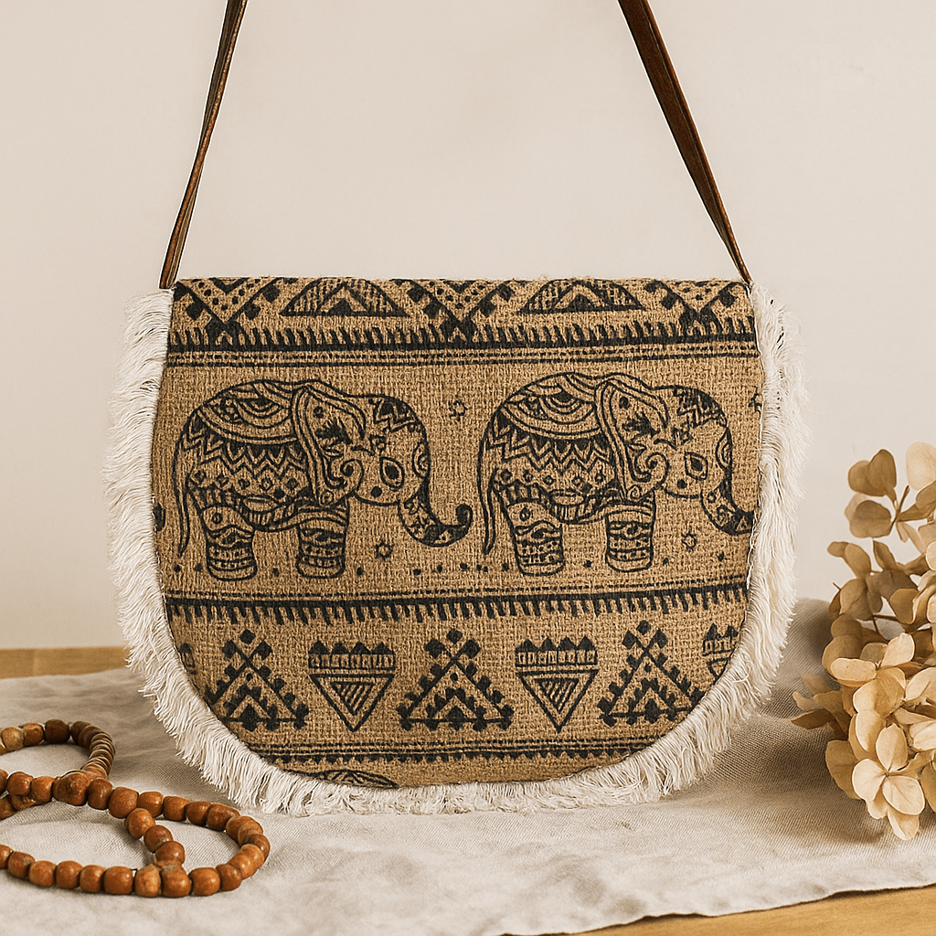 Fringe Bag, Elephant Print - SHAMTAM.COM