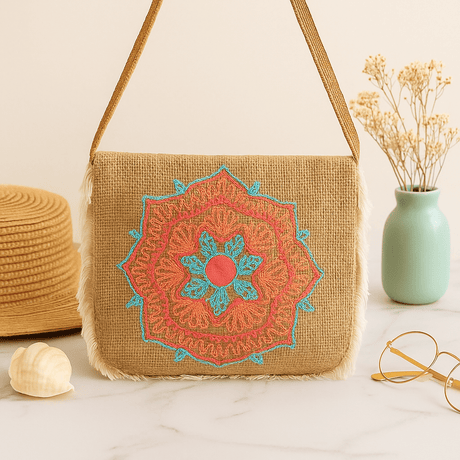 Fringe Bag With Mandela Embroidery - SHAMTAM.COM