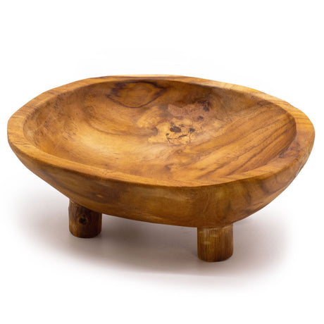 Fruit Bowl Teak Wood Footed 30x23x10 cm - SHAMTAM.COM