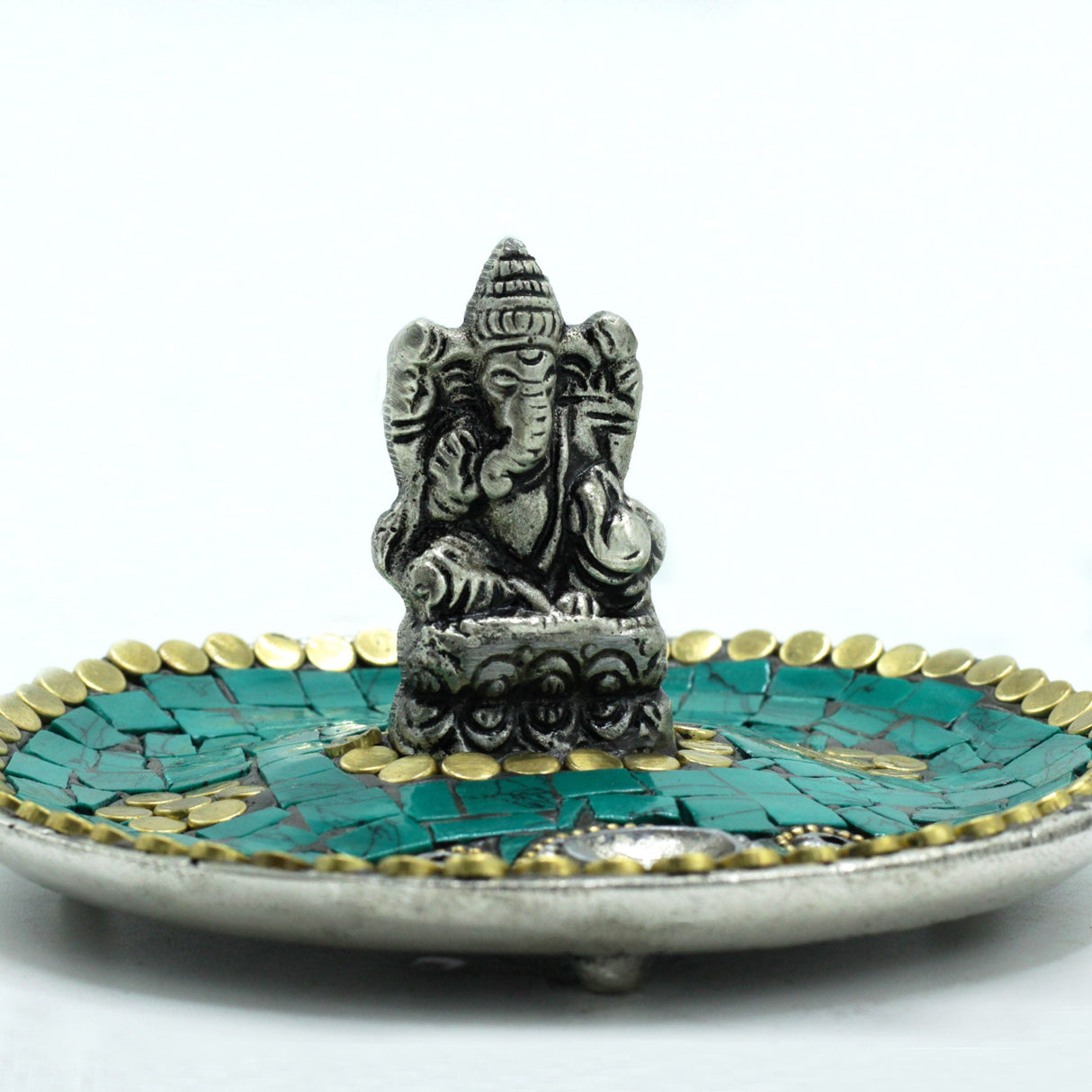 Ganesh Plate Tibetan Decor Cone & Stick Holder - SHAMTAM.COM