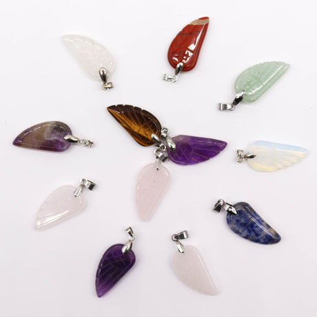 Angel Wings Pendant Crystal Gemstone 28x15mm - SHAMTAM.COM