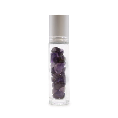 Crystal Oil Roller - Amethyst - Silver Cap - SHAMTAM.COM