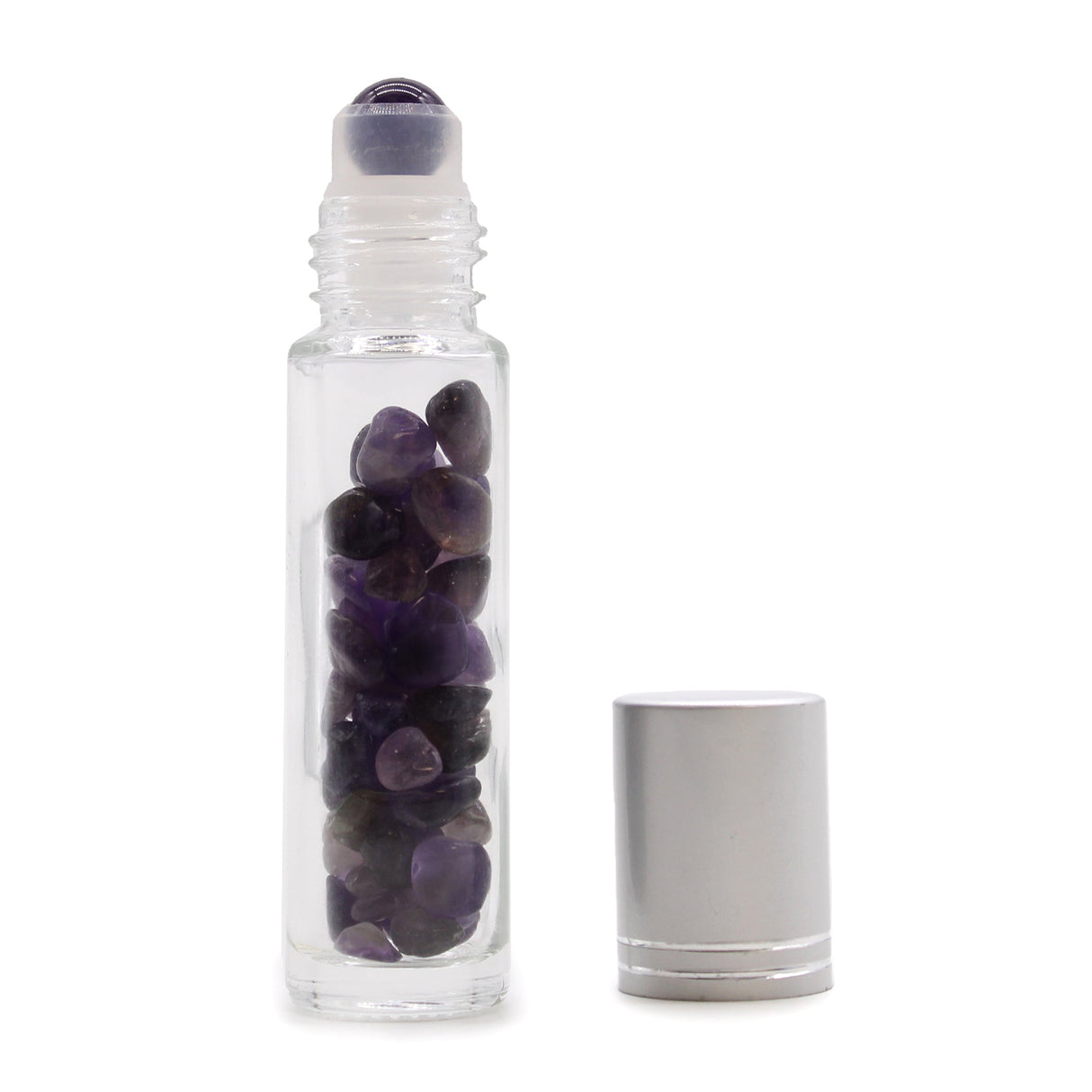 Crystal Oil Roller - Amethyst - Silver Cap - SHAMTAM.COM