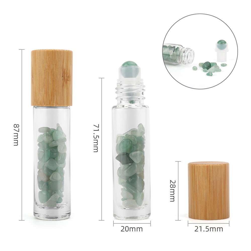 Crystal Oil Roller - Aventurine Gemstone Essential Oil Roll On Bottle with - SHAMTAM.COM