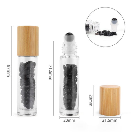 Crystal Oil Roller - Black Tourmaline - Wooden Cap - SHAMTAM.COM