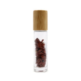 Crystal Oil Roller - Red Jasper Gemstone Essential Oil Roll On Bottle Wooden Cap - SHAMTAM.COM