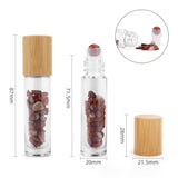 Crystal Oil Roller - Red Jasper Gemstone Essential Oil Roll On Bottle Wooden Cap - SHAMTAM.COM