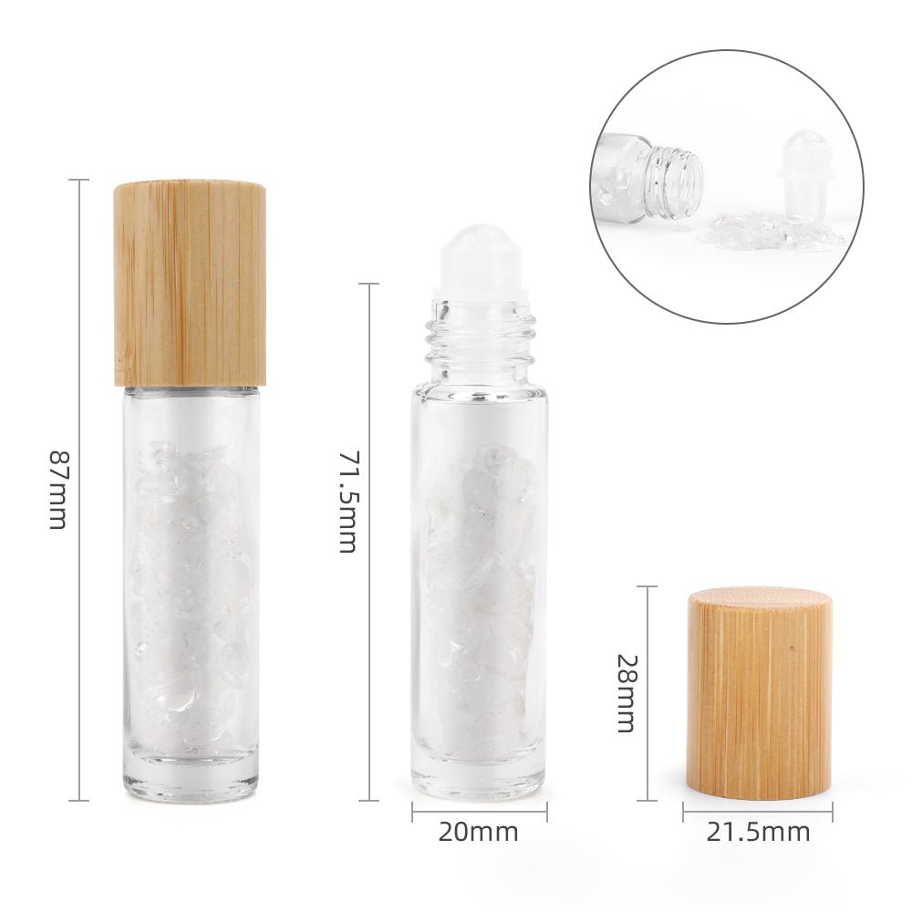 Crystal Oil Roller - Rock Quartz - Wooden Cap - SHAMTAM.COM