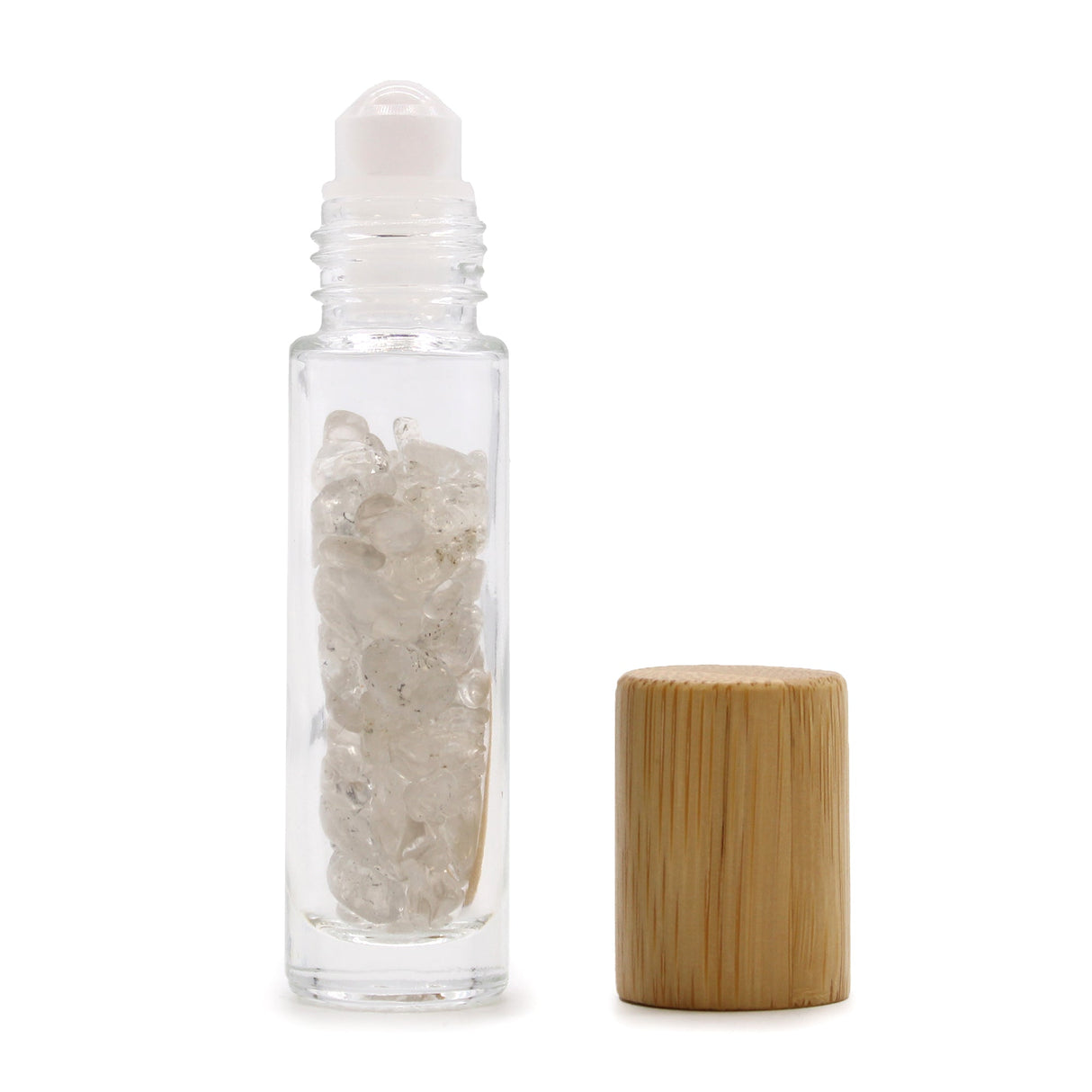 Crystal Oil Roller - Rock Quartz - Wooden Cap - SHAMTAM.COM