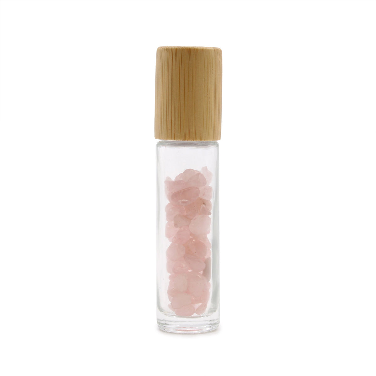 Crystal Oil Roller - Rose Quartz - Wooden Cap - SHAMTAM.COM