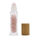 Crystal Oil Roller - Rose Quartz - Wooden Cap - SHAMTAM.COM