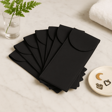 Gemstone Face Roller Cotton Pouch Black 19x9cm