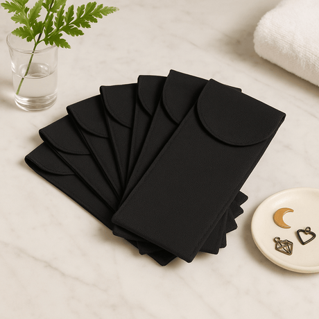 Gemstone Face Roller Cotton Pouch Black 19x9cm - SHAMTAM.COM