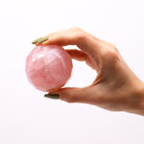 Rose Quartz Sphere Crystal Gemstone Faceted Healing Ball & Stand - SHAMTAM.COM