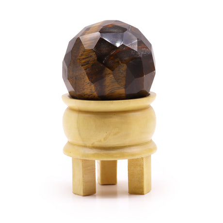 Tiger's Eye Sphere Crystal Gemstone Faceted Healing Ball & Stand - SHAMTAM.COM