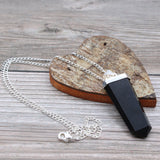 Black Agate Pendant Crystal Gemstone Flat Pencil - SHAMTAM.COM