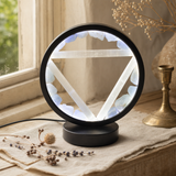 Gemstone Halo Lamp - Water - Aquamarine & Selenite — styled in a warm, naturally lit interior