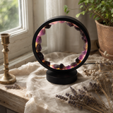 Gemstone Halo Lamp - Zen Spirit - Amethyst — styled in a warm, naturally lit interior