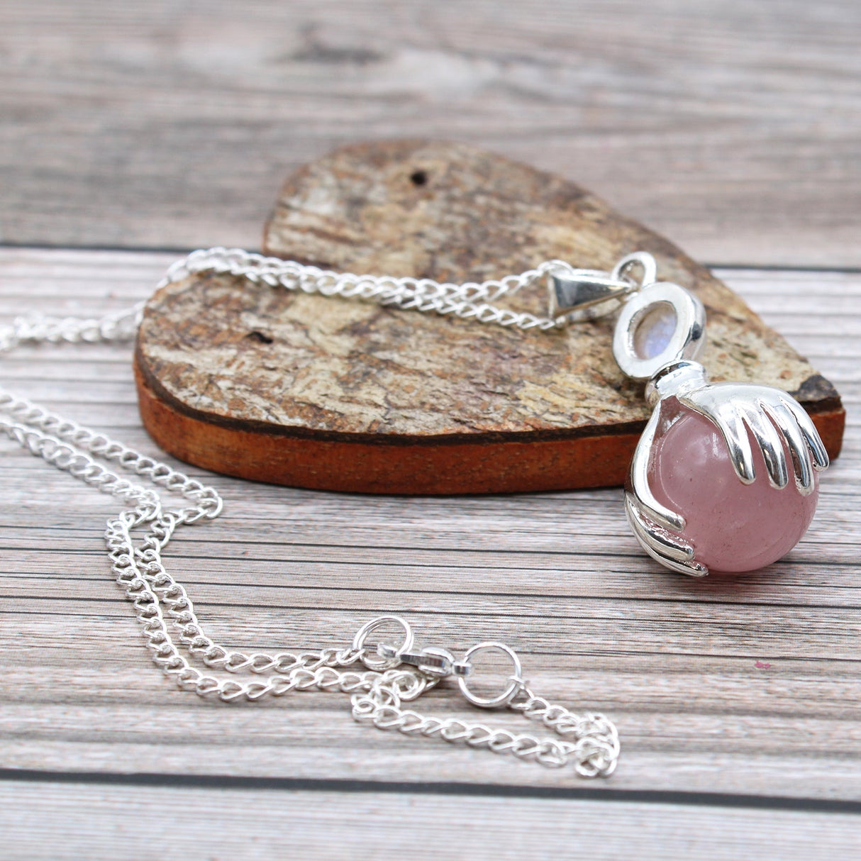 Rose Quartz Pendant Healing Hands Crystal Gemstone - SHAMTAM.COM