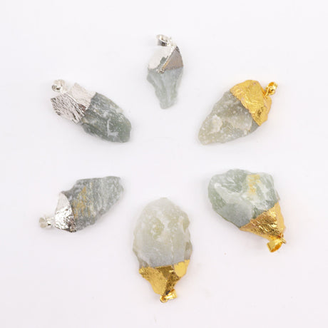 Gemstone Indian Jade Gold & Silver Plated Pendants (6 assorted) (6 pcs) - SHAMTAM.COM