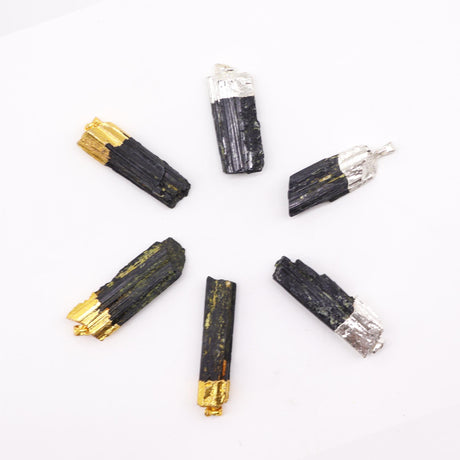 Gemstone Indian Tourmaline & Silver Plated Pendants (6 assorted) - SHAMTAM.COM