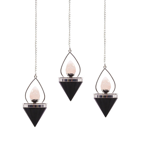 Black Agate & Rose Quartz Pendulum Crystal Gemstone Lantern of Life - SHAMTAM.COM