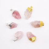 Gemstone Rose Quartz Gold & Silver Plated Pendants (6 assorted) (6 pcs) - SHAMTAM.COM