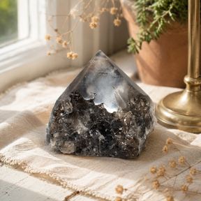 Pontos Polidos Superiores de Pedras Preciosas - Quartzo Fumado (aprox. 5-6 peças)