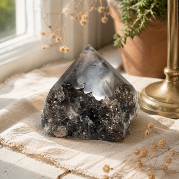 Pontos Polidos Superiores de Pedras Preciosas - Quartzo Fumado (aprox. 5-6 peças)