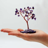 Crystal Tree - Amethyst on Natural Agate Base 35 gemstones - SHAMTAM.COM